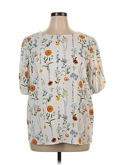 Pre-owned Remade Short Sleeve Blouse In White