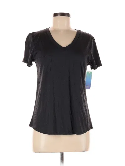 Pre-owned Remade Short Sleeve Top Black V Neck Tops