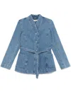 Remain Birger Christensen Belted Denim Jacket In Blue