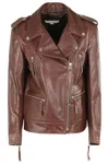 Remain Birger Christensen Remain Biker Leather Jacket In Brown