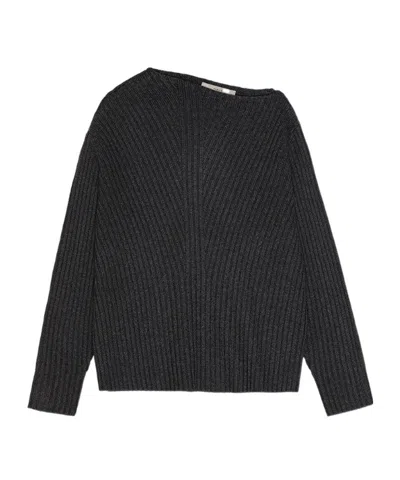 Remain Birger Christensen Asymmetrical Neckline Sweater In Black