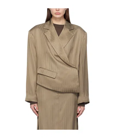Remain Birger Christensen Asymmetrical Structure Casual Jacket In Brown