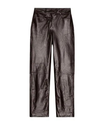 Remain Birger Belt And Loop Leather Pants In Black