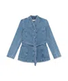 Remain Birger Christensen Belted Denim Jacket In Blue