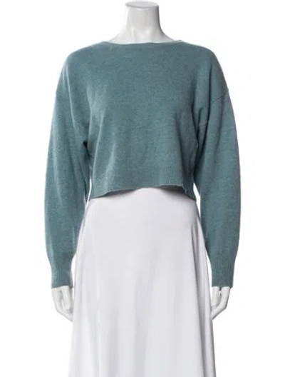 Pre-owned Remain Birger Christensen Bateau Neckline Long Sleeve Crop Top In Blue