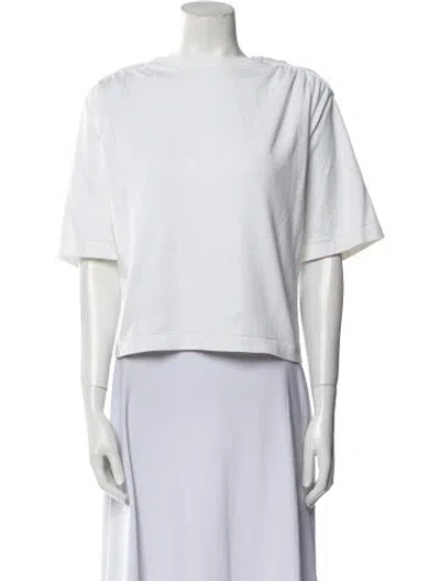 Pre-owned Remain Birger Christensen Bateau Neckline Short Sleeve Crop Top In White