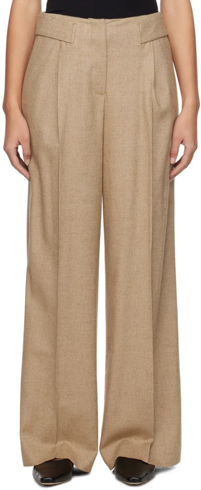 Remain Birger Christensen Beige Wide-leg Trousers In 17-1038 Tigers Eye