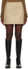 Remain Birger Christensen Beige Zip Leather Miniskirt In 16-1010 Incense Beig