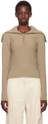 REMAIN BIRGER CHRISTENSEN BEIGE ZIPPED COLLAR SWEATER