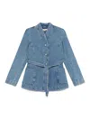 Remain Birger Christensen Belted Denim Jacket In Light Blue