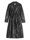 Remain Birger Christensen Belted Leather Coat In Black