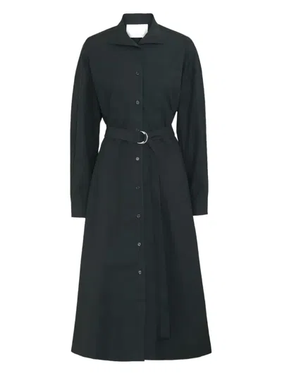 Remain Birger Christensen Belted Long-sleeve Shirt Dress In Black