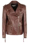 Remain Birger Christensen Biker Leather Jacket In Deep Mahogany