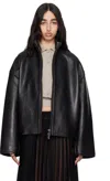Remain Birger Christensen Black Bonded Box-fit Leather Jacket In 100 Black