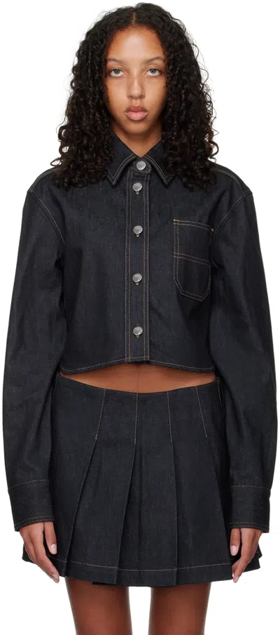 Remain Birger Christensen Dorin Cropped Organic Denim Shirt In Black