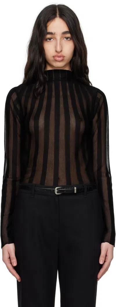 Remain Birger Christensen Black Fine Knit Long Sleeve Top