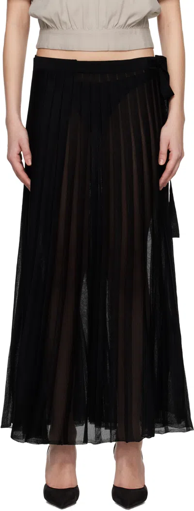 Remain Birger Christensen Black Knit Wrap Maxi Skirt