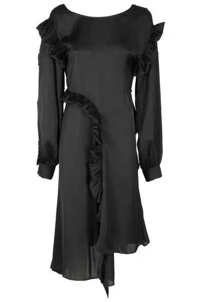 Remain Birger Christensen Black Light Satin Draped Dress