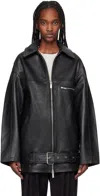 Remain Birger Christensen Black Oversize Leather Jacket In 100 Black