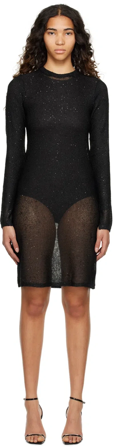 Remain Birger Christensen Black Sequin Minidress In 1000 Black