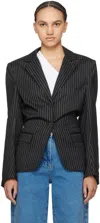 Remain Birger Christensen Black Striped Blazer In 1000 Black Comb.