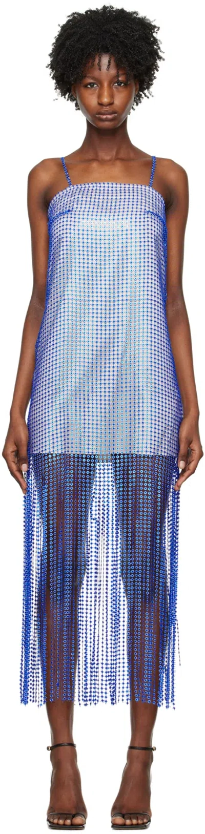 Remain Birger Christensen Remain Sequin Lace Fringe Dress In Surf The Web Comb