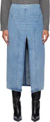 Remain Birger Christensen Blue Slim-fit Denim Midi Skirt In 003 Faded Denim