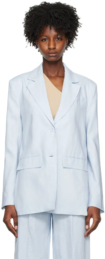 Remain Birger Christensen Blue Slit Blazer In Sky Blue
