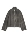 Remain Birger Christensen Zippered Long-sleeve Leather Jacket In Gray