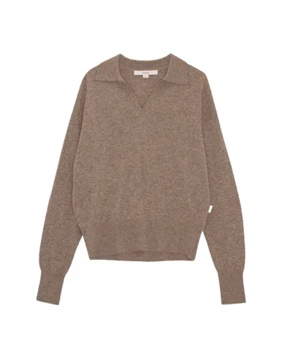 REMAIN BIRGER CHRISTENSEN BROWN KNIT POLO SHIRT