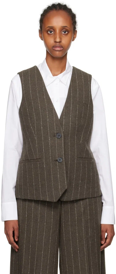 Remain Birger Christensen Brown Pinstripe Vest In 19-0910 Mulch