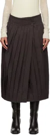 Remain Birger Christensen Brown Pleated Midi Skirt In 3012 Java Comb.