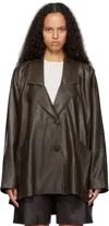 REMAIN BIRGER CHRISTENSEN BROWN WIDE LEATHER JACKET