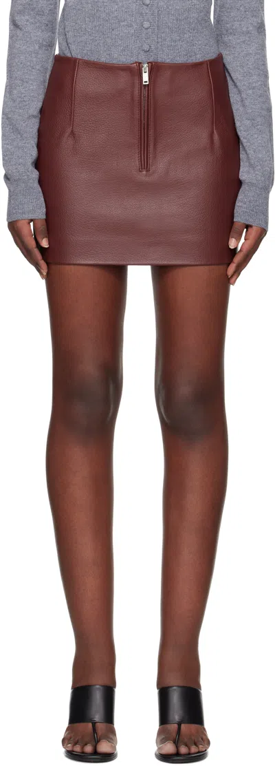 Remain Birger Christensen Burgundy Bonded Leather Miniskirt In Red