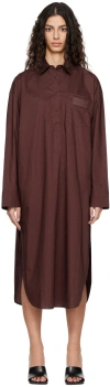 Remain Birger Christensen Burgundy Buttoned Midi Dress In 19-1625 Decadent Cho