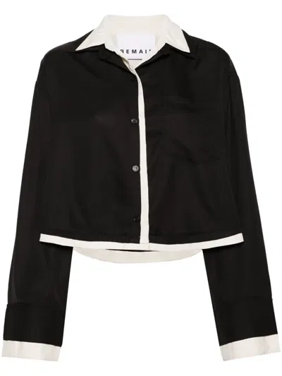 Remain Birger Christensen Camp-collar Layered Shirt In Schwarz