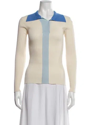Pre-owned Remain Birger Christensen Colorblock Pattern Long Sleeve Polo In Neutral