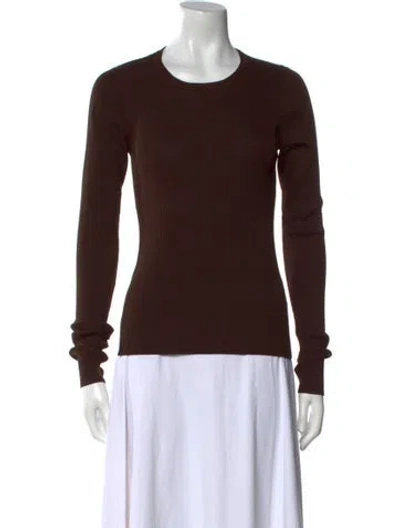 Pre-owned Remain Birger Christensen Crew Neck Long Sleeve Top In Brown