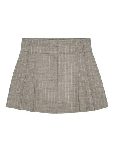 Remain Birger Christensen Double-waistband Pleated Mini Skirt In Neutral