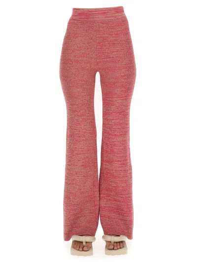 Remain Birger Christensen Elastic Waistband Ribbed Trousers In Pink
