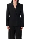 Remain Birger Christensen Double-breasted Fitted Blazer In Black