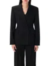 Remain Birger Christensen Double-breasted Fitted Blazer In Black
