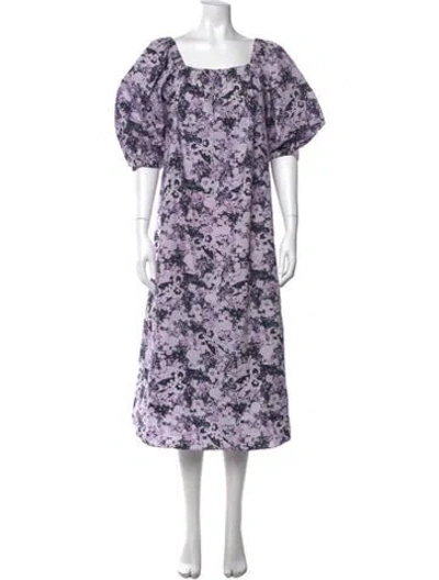 Pre-owned Remain Birger Christensen Floral Print Midi Length Dress In Purple