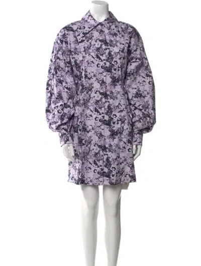 Pre-owned Remain Birger Christensen Floral Print Mini Dress In Purple