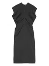 Remain Birger Christensen Gathered-shoulder Midi Dress In Black