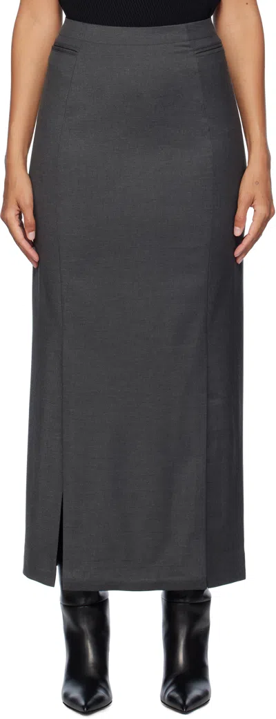 Remain Birger Christensen Gray Pencil Midi Skirt In 2535 Tornado