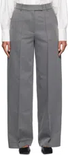 Remain Birger Christensen Gray Striped Twill Trousers In 997 Granite Gray