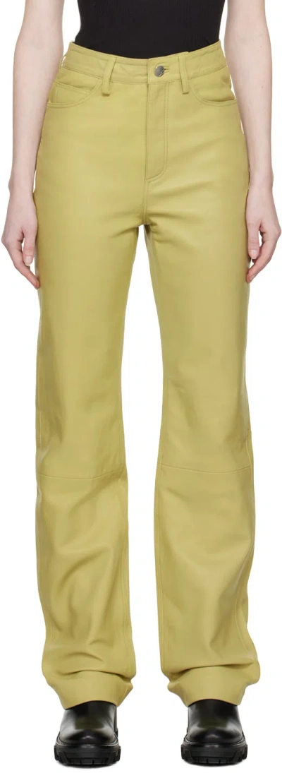 Remain Birger Christensen Green Straight-leg Leather Pants In 13-0648 Green Sheen