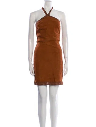 Pre-owned Remain Birger Christensen Halterneck Mini Dress W/ Tags In Brown