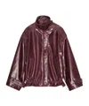 Remain Birger Christensen Stand Collar Zipper Leather Jacket In Brown